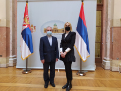 12 January 2021 The Head of the Parliamentary Friendship Group with Iran Jasmina Karanac with the Ambassador of the Islamic Republic of Iran to the Republic of Serbia Rashid Hassan Pour Baei